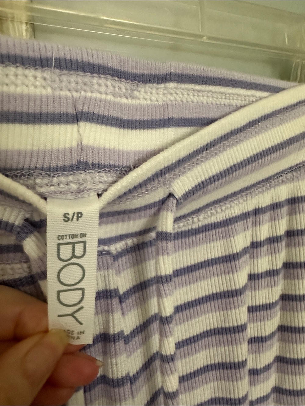 Size Small Cotton On Body Lavender & White Striped Wide-Leg Pants - Picture 3 of 4